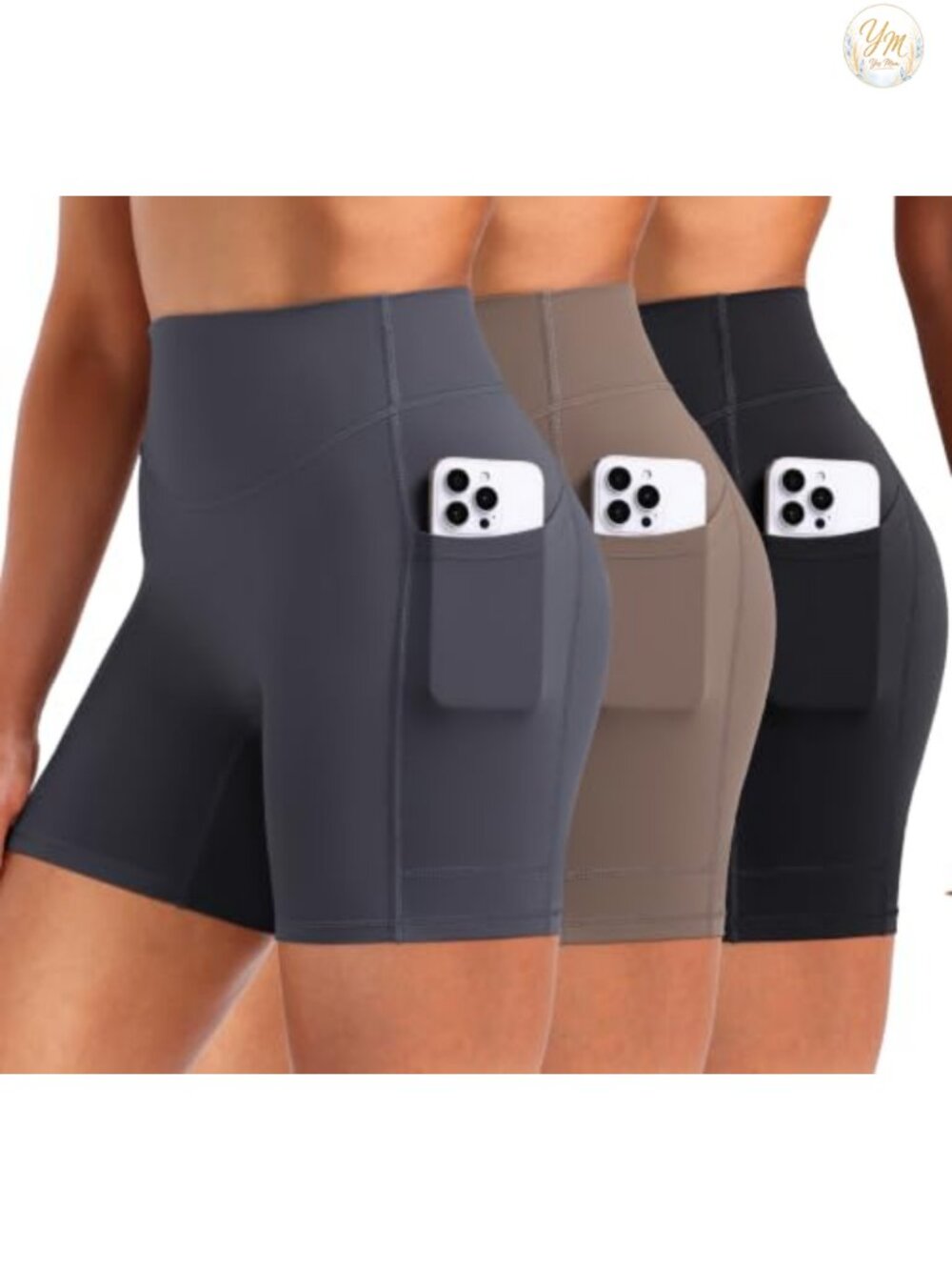 Women's Biker Shorts with Pockets 4-Way Stretch High Waist